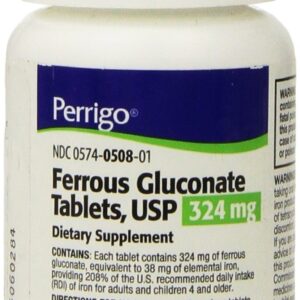 Perrigo Ferrous Gluconate USP Treats Gentle Iron Deficiency