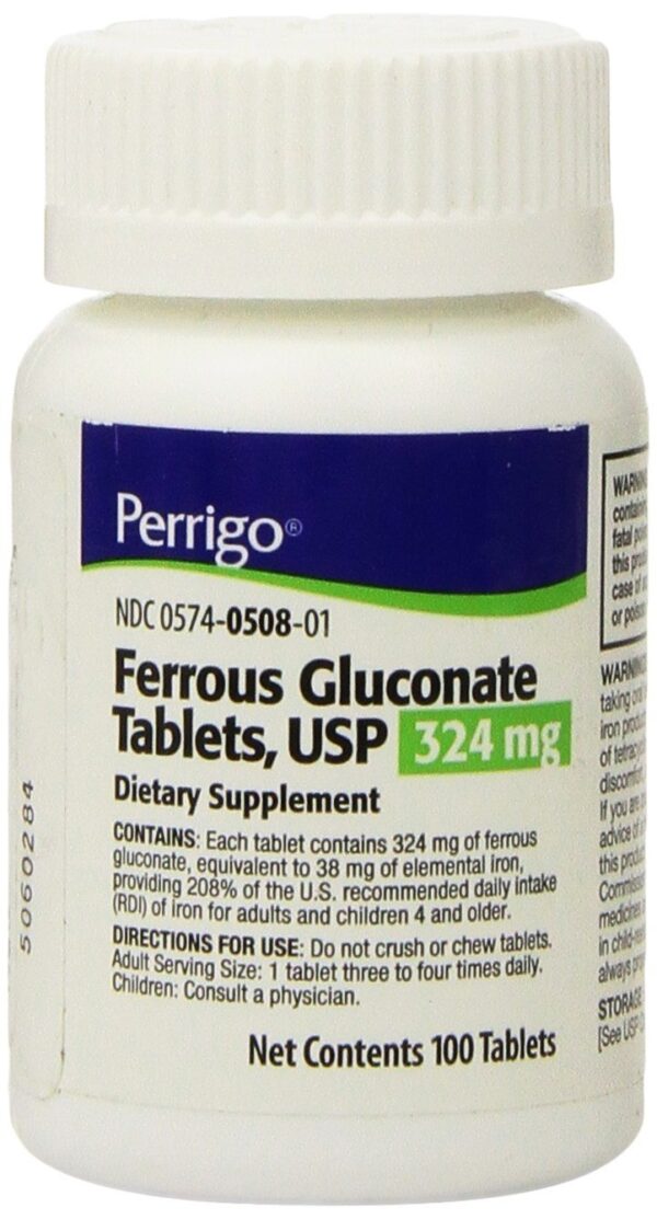 Perrigo Ferrous Gluconate USP Treats Gentle Iron Deficiency
