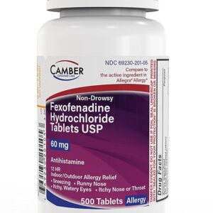 CAMBER FEXOFENADINE 60mg Tablets - 500 Count