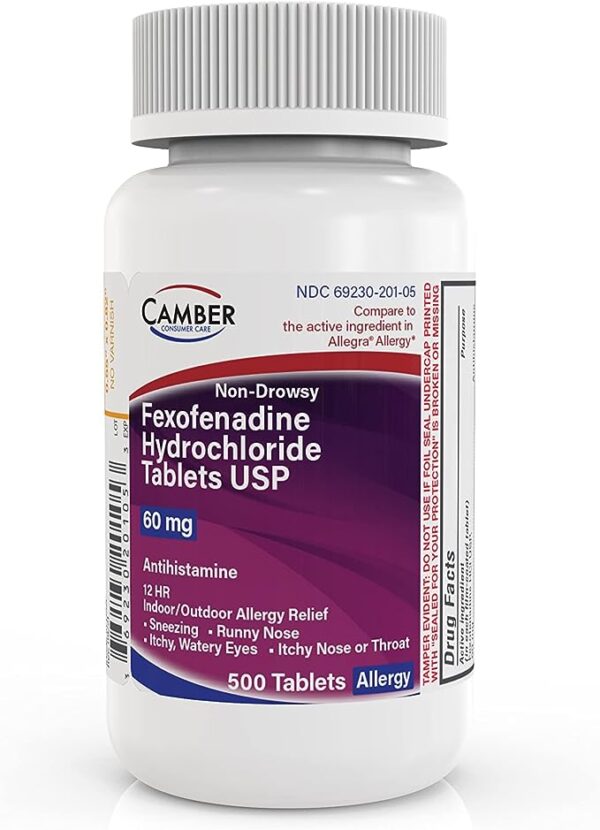 CAMBER FEXOFENADINE 60mg Tablets - 500 Count