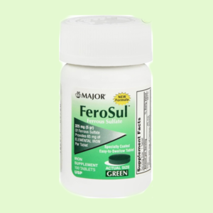 Major Ferrous Sulfate FC 325mg Green 100 count bottle