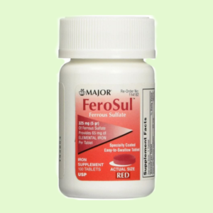 Major Ferrous Sulfate FC 325mg Red 100 count bottle