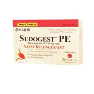 Major Sudogest PE Nasal Decongestant 10mg 36 Tablets - Relief from Congestion