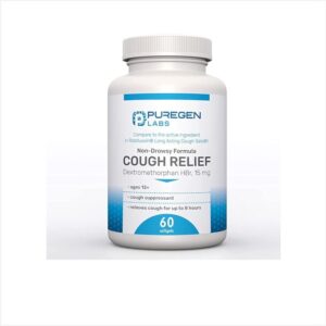 Puregen Cough Relief Dextromethorphan HBr 15mg 60 Softgels - Product Image