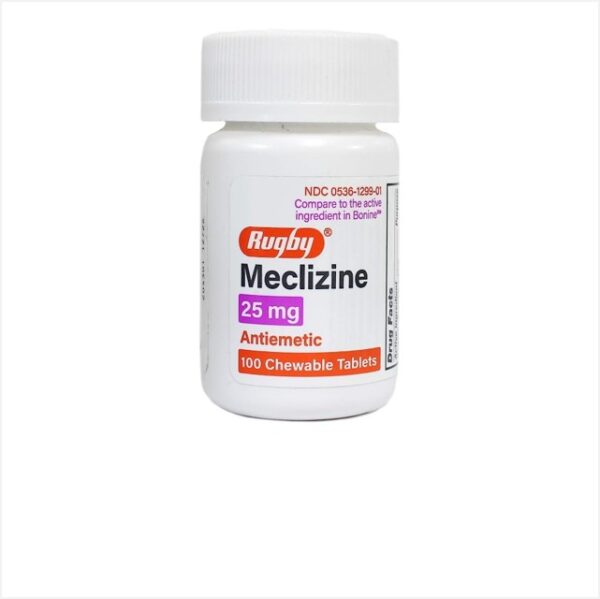 Rugby Meclizine 25mg 100 Chewable Tablets
