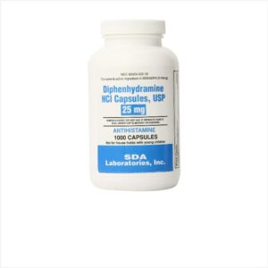 SDA Diphenhydramine 25mg 1000 Capsules Bottle
