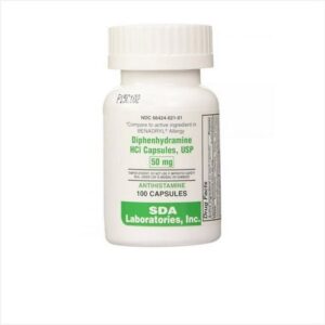 SDA Diphenhydramine 50mg 100 Capsules Bottle
