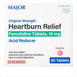 Major Famotidine 10mg/60 Tablets Bottle