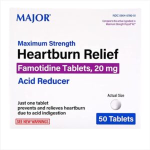 Major Famotidine Max 20mg/50 Tablets Bottle